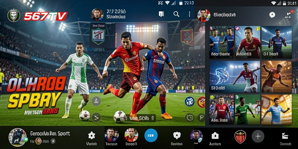 Tampilan antarmuka 567TV yang menawan dengan live streaming olahraga.