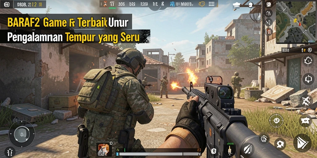 Screenshot gameplay BARA22 menampilkan aksi tembak-menembak yang intens.