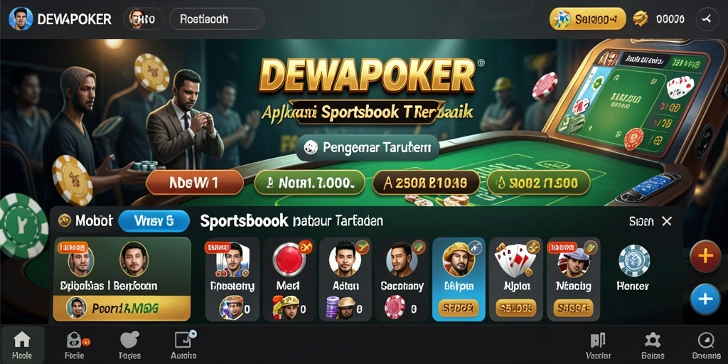 Tampilan gameplay DEWAPOKER dengan berbagai pilihan taruhan olahraga.