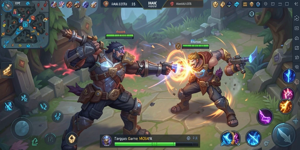 Screenshot gameplay HAIKUOTK dengan aksi pertarungan tim yang seru.