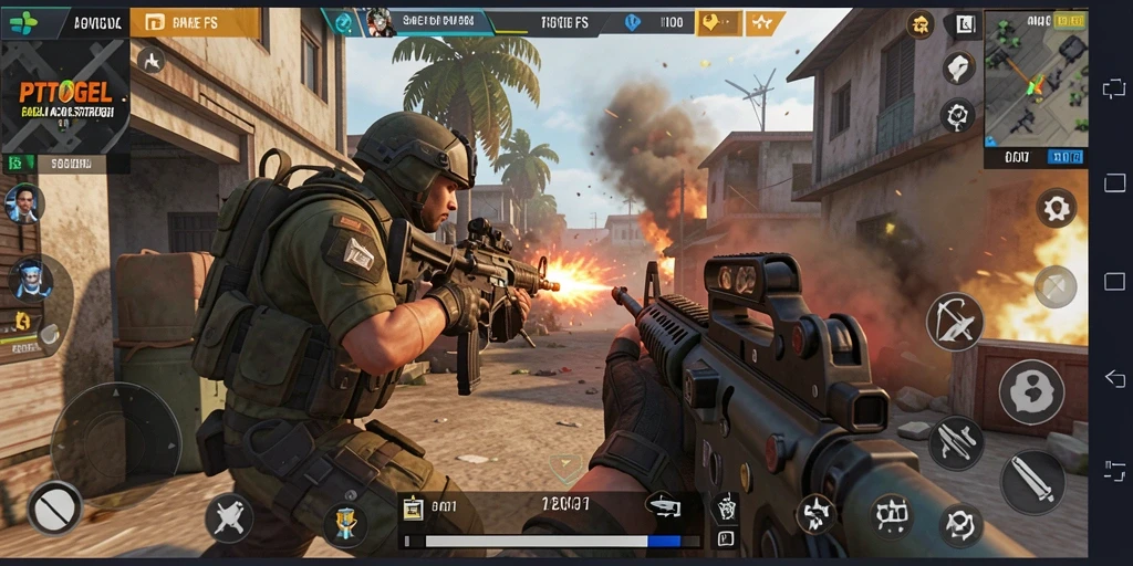 Tampilan gameplay intens dari PTTOGEL dalam mode FPS yang seru.