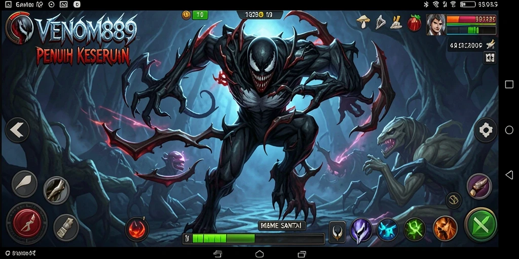Menampilkan gameplay VENOM889 yang penuh warna dan santai.